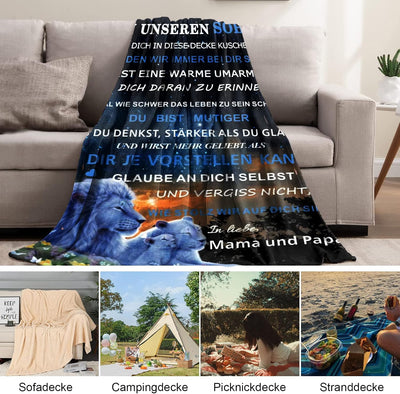 Personalisierte Decke Geschenk für Sohn Von Eltern, Kuscheldecke Flauschige An Unseren Sohn Von Mama