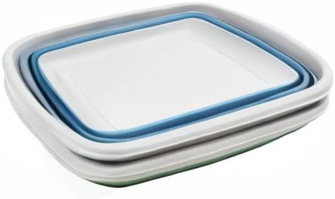 SAMMART 10L Set mit 2 zusammenklappbaren Wannen – Faltbare Geschirrwanne – tragbares Waschbecken – p
