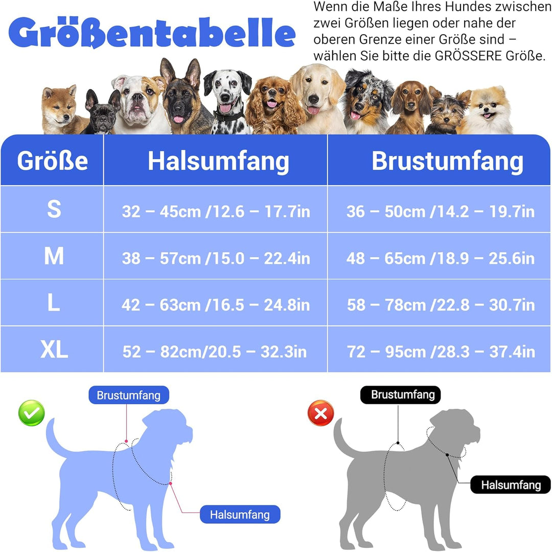 Funfox Hundegeschirr Grosse Hunde [XL] - Verstellbares Anti-Zug Brustgeschirr mit Griff &amp; Reflektors
