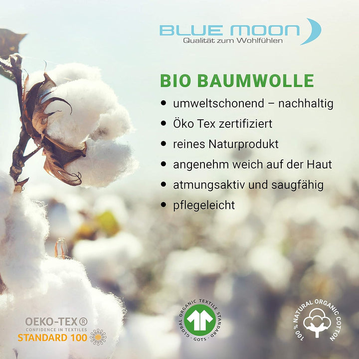 BLUE MOON Bio Baumwolle Jersey Spannbettlaken Spannleintuch Spannbetttuch Organic Cotton GOTS-Zertif