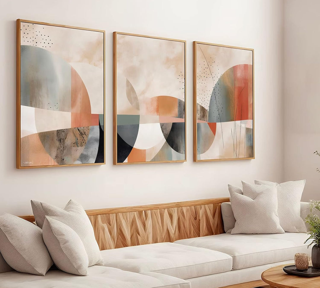 ag.art deco Abstrakt Galerie Wandkunst | 3 Stück 50x70cm | Geometrische Formen Poster Set Boho Druck