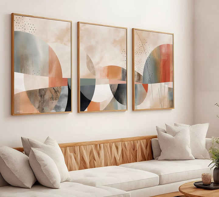 ag.art deco Abstrakt Galerie Wandkunst | 3 Stück 50x70cm | Geometrische Formen Poster Set Boho Druck