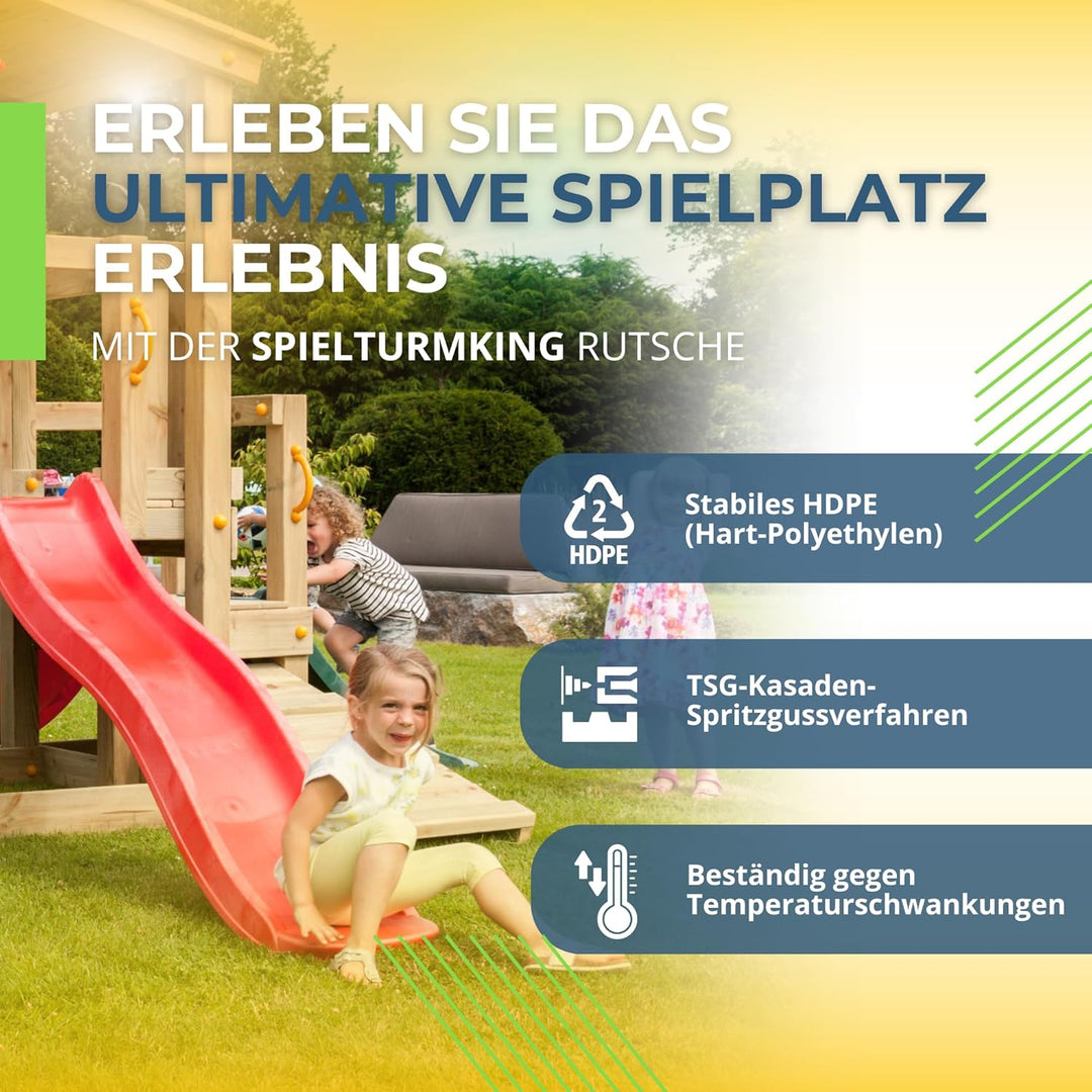Spielturmking Kinderrutsche Wave 1,75 m Wasserrutsche Spielturm Wellenrutsche Gartenrutsche Anbaurut