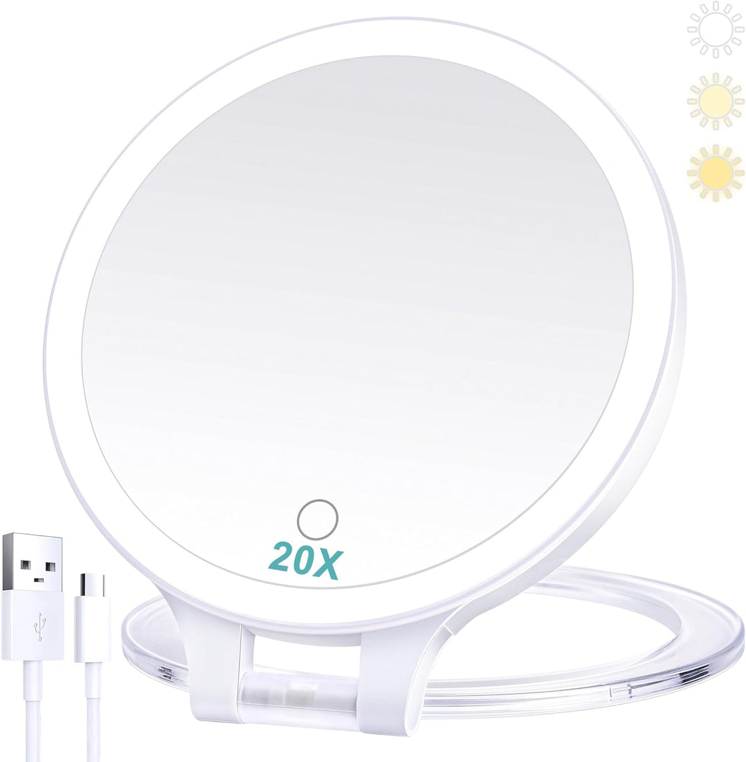 B Beauty Planet Kosmetikspiegel mit Beleuchtung 20fach,doppelseitiger 1x/20x kompaktspiegel,mit vers