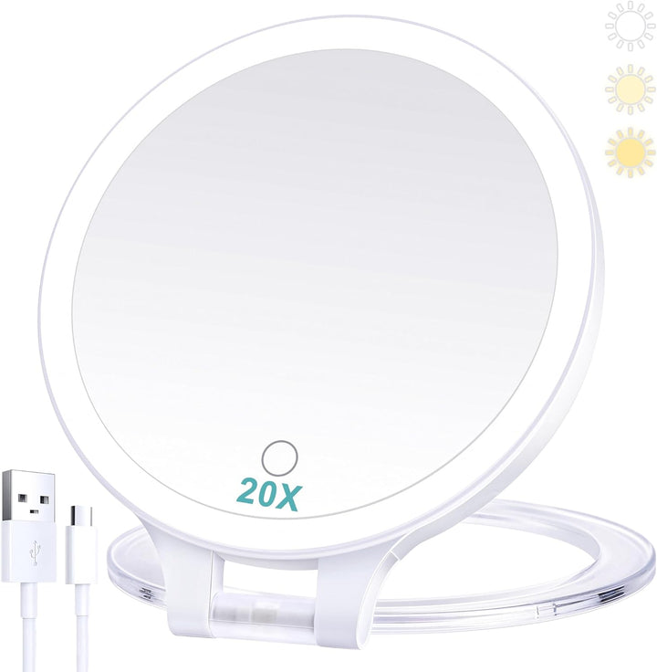 B Beauty Planet Kosmetikspiegel mit Beleuchtung 20fach,doppelseitiger 1x/20x kompaktspiegel,mit vers