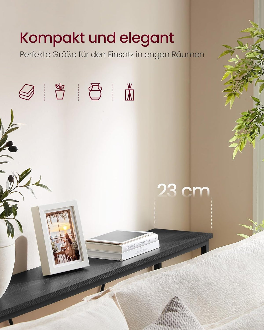 VASAGLE Konsolentisch, Flurtisch schmal, Sofatisch, Beistelltisch für Wohnzimmer, Flur, Eingangsbere