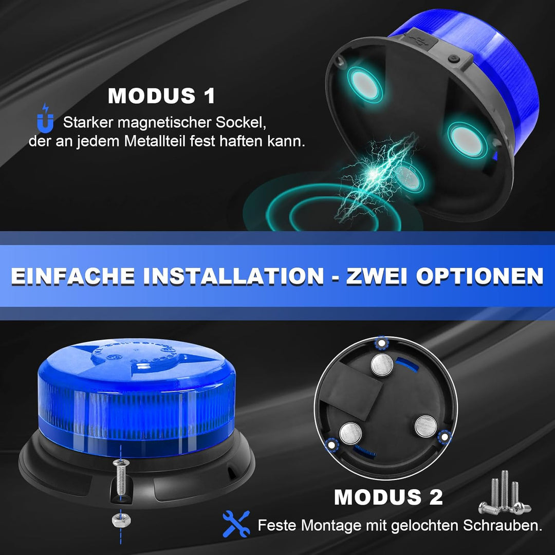 antom Rundumleuchte akku Mit Fernsteuerung 9 Blitzmuster 12V 24V Blau Warnleuchte led magnet mit Kfz