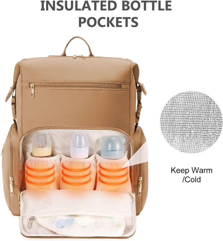 CEI-CEI Baby Wickeltasche/Rucksack mit Isolierter Flaschentasche, Wasserdichtes Neoprengewebe, Wicke