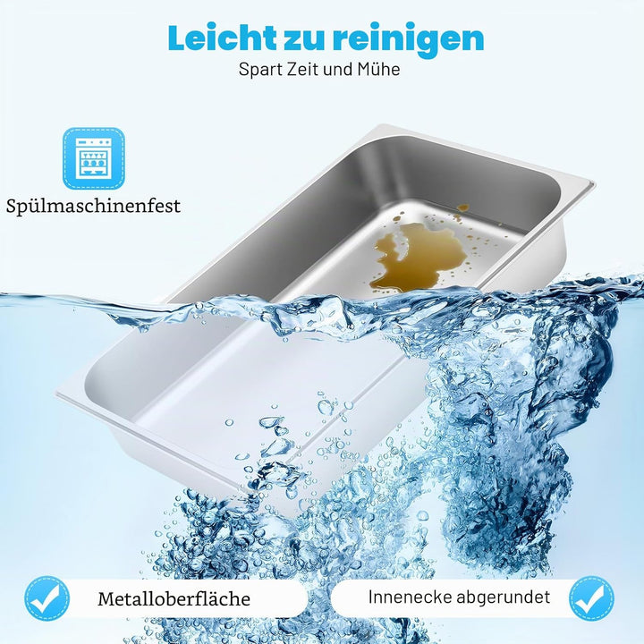 4 Stück Deep Gastronormbehälter Edelstahl Lebensmittelschalen,Behälter Wärmebehälter Chafing Dish Wä