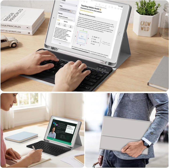 aoub Hülle mit Tastatur für iPad 9. Generation/iPad 8. Generation/iPad 7. Generation, Hülle mit Tast