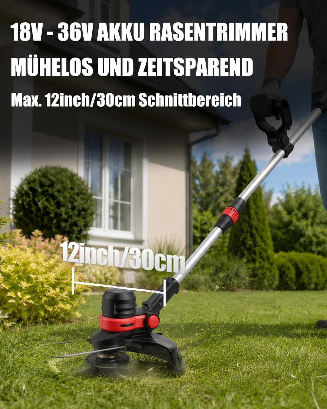 Akku Rasentrimmer für Makita 18V Akku, 4 in 1 BÜRSTENLOS Rasentrimmer mit Messer und Unkrautbürste,