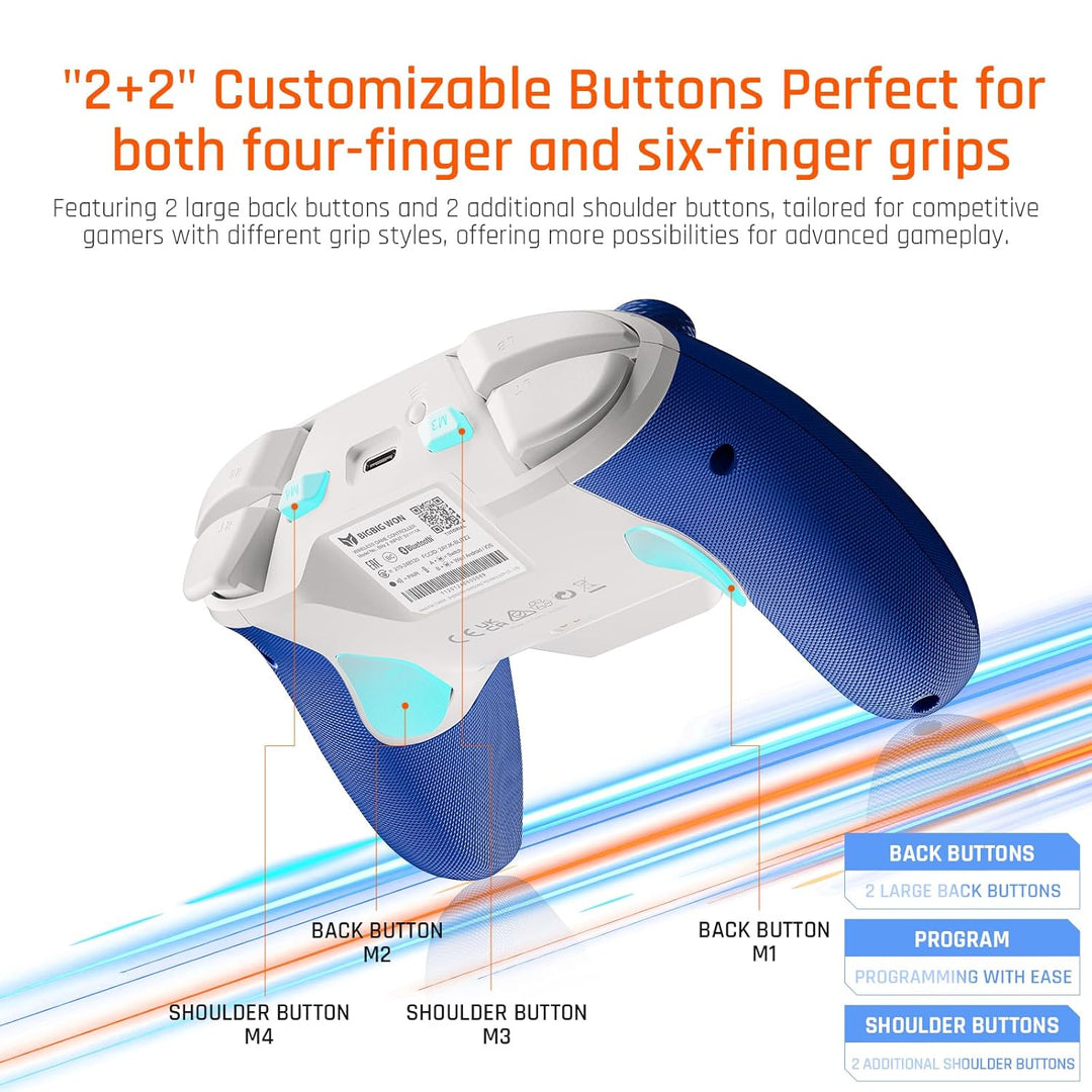 BIGBIG WON PC Gaming Controller, kabelloser Controller mit Benutzerdefinierten Tasten, 6-Achsen-Gyro