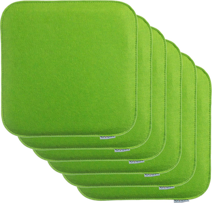 Brandsseller Sitzkissen Filz Eckig 6er Set 35x35x2 cm Stuhlkissen Sitzauflage Gepolstert Grün, Grün