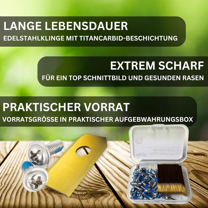 36 x Premium Titan Ersatzmesser + Schrauben mit Sicherung, Ersatzklingen kompatibel mit ECOVACS Goat