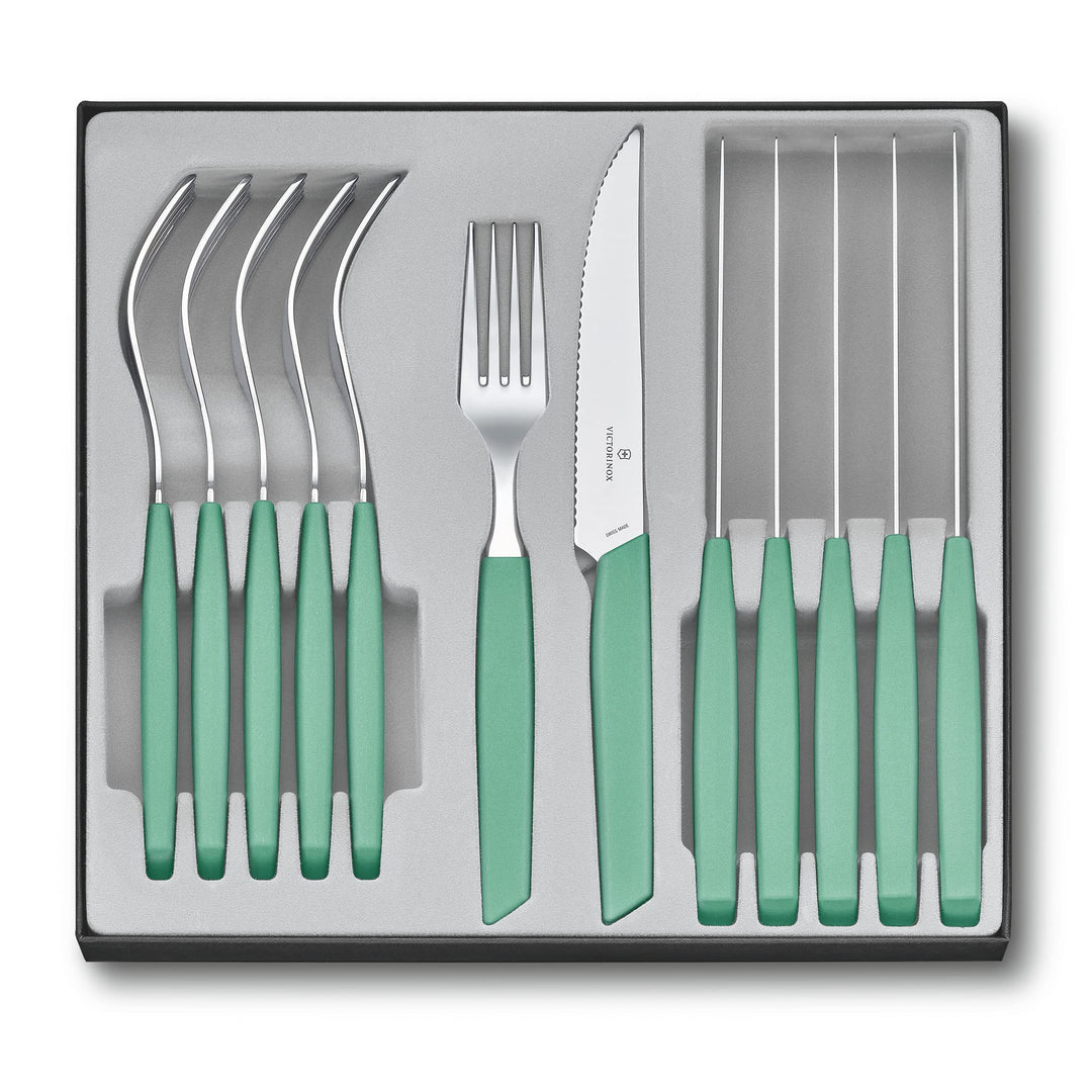 Victorinox Swiss Modern Besteck-Set für 6 Personen, 12-teilig, inkl. scharfe Steakmesser mit Wellens