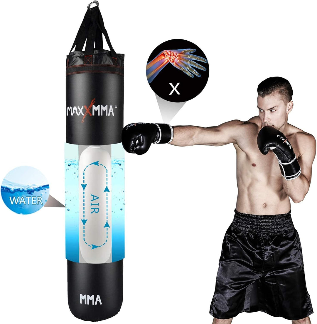 MaxxMMA 4-in-1 Schwere Wasser/Luft-Sack, Training Boxsack,Gewicht einstellbar, für Boxen, Kickboxen,