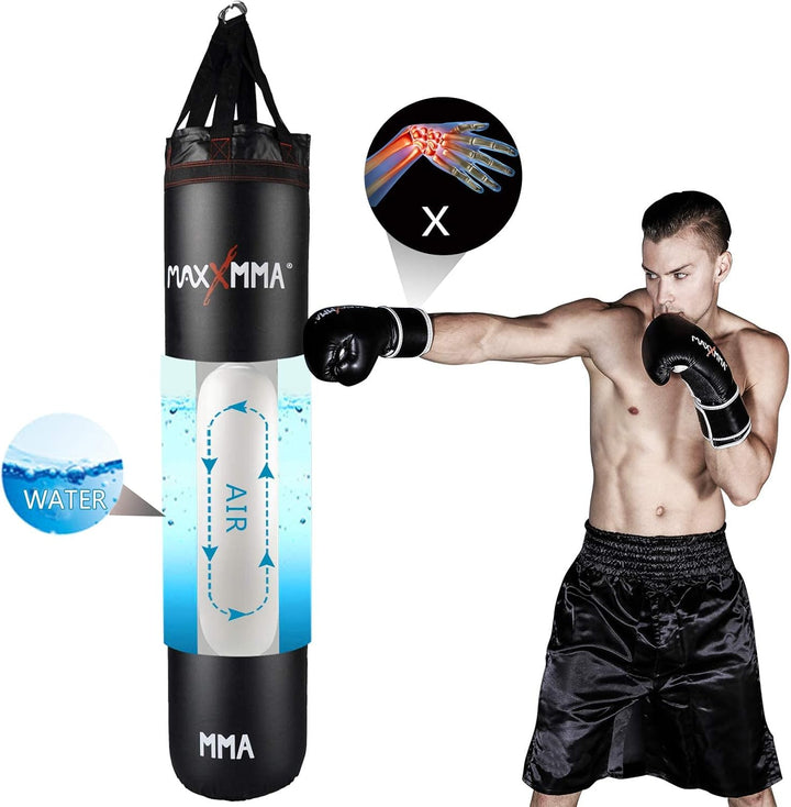MaxxMMA 4-in-1 Schwere Wasser/Luft-Sack, Training Boxsack,Gewicht einstellbar, für Boxen, Kickboxen,