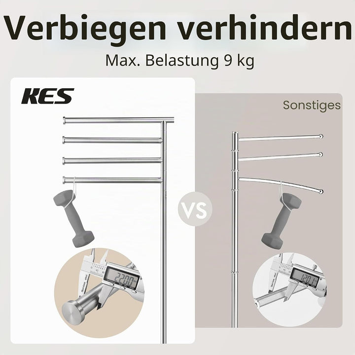 KES Handtuchhalter Stehend Handtuchhalter 4 Armig Schwenkbar Handtuchständer Freistehend Marmor Bad