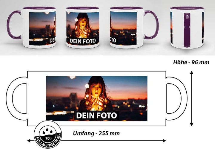 Foto-Tasse zum selbst gestalten mit Foto und Text/mit individuellen Druck in Profiqualität/Personali
