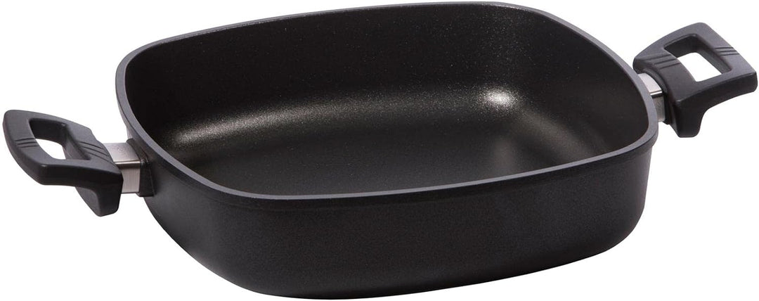 Eurloux Guss-Kasserolle 28 x 28 cm Induktion - Flache quadratische Universal Bratenkasserolle Alugus