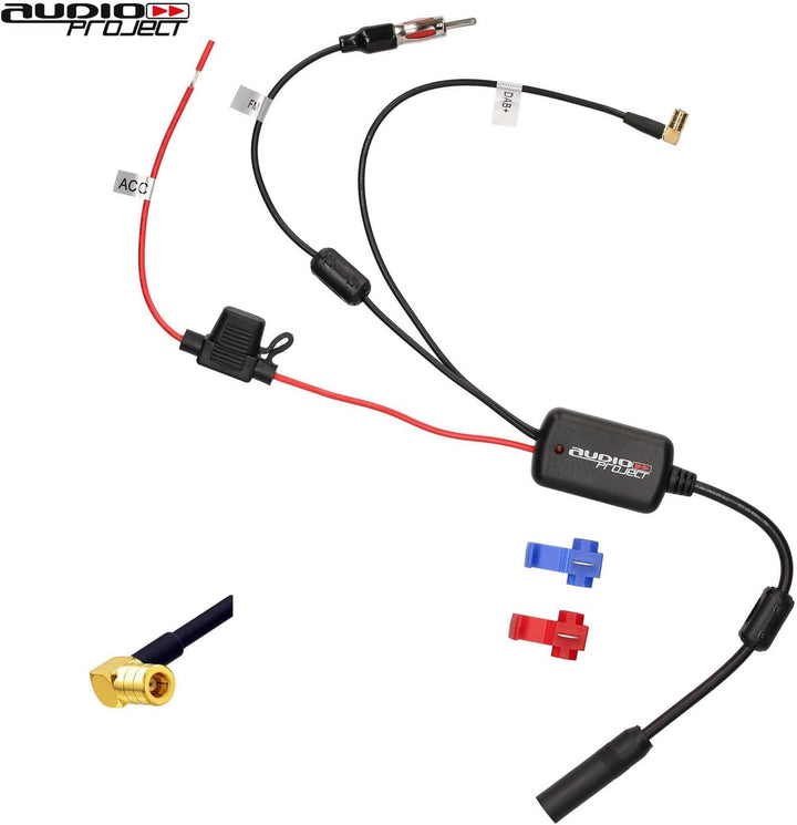 Audioproject A391 - DAB Antenne Verstärker Splitter SMB auf DIN kompatibel für Sony Pioneer JVC Kenw