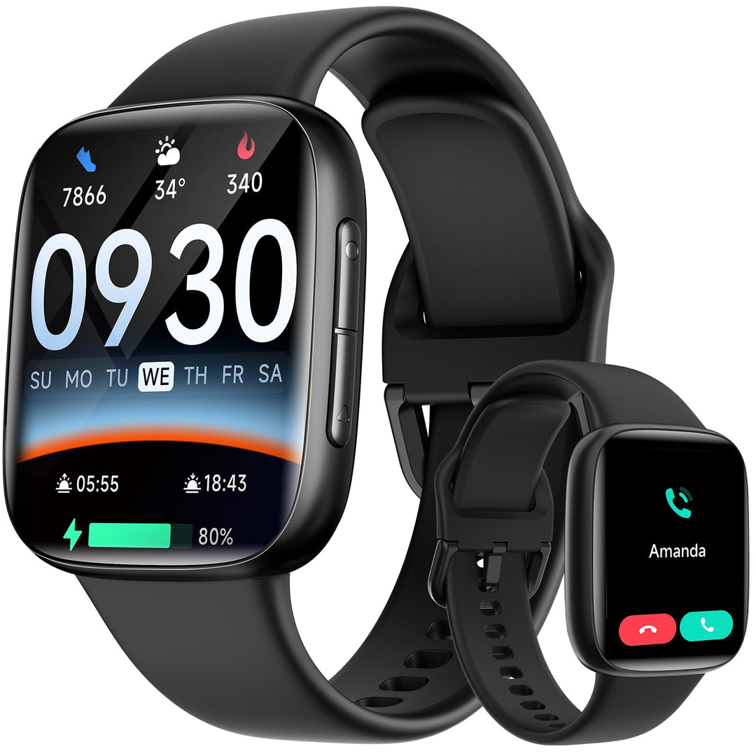 Smartwatch Herren Damen, 1,85" Fitnessuhr mit Telefonfunktion & Whatsapp, Herzfrequenz & Schlafmonit