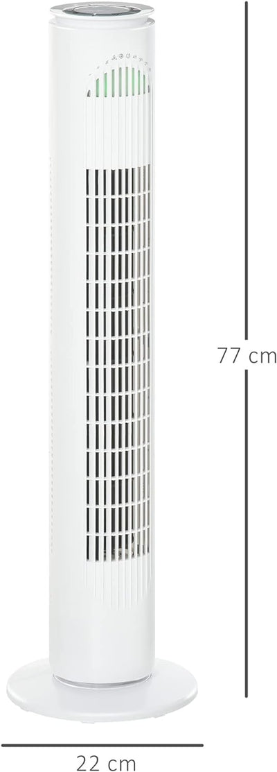 HOMCOM Turmventilator mit Fernsteuerung 70° Oszillierender Standventilator 77cm Säulenventilator 45