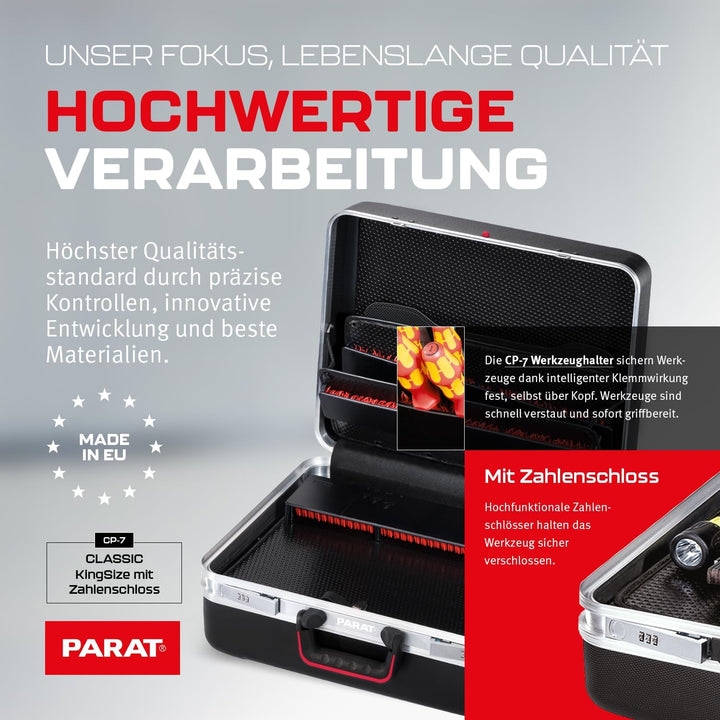 PARAT CLASSIC KingSize CP-7 Safe | Werkzeugkoffer leer mit CP-7 Halterungen | Inkl. BASIC Roll-Up Ca