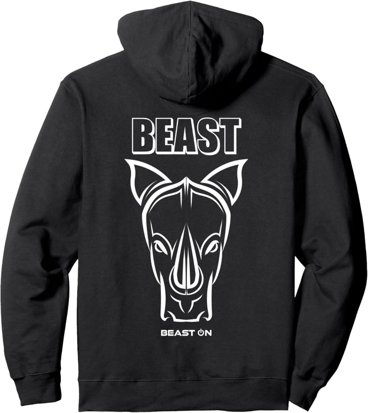 Beast Nashorn Kopf Rücken Motiv Gym Fitness Training Workout Pullover Hoodie