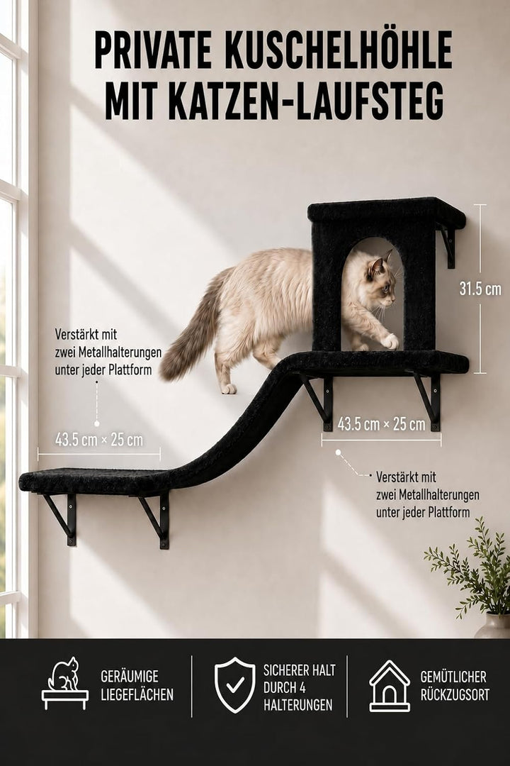 Kletterwand Katzen, 5-in-1 Katzen Kletterwand Set, Stabiler Katzenmöbel für den Innenbereich mit Hän