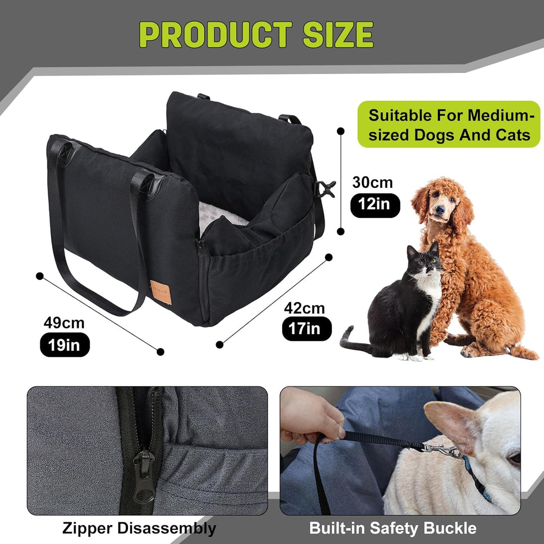 PETCUTE 3-in-1 Hund Autositz,Waschbare Hundesitz kleine und mittlere Hunde mit Clip-on-Sicherheitsle