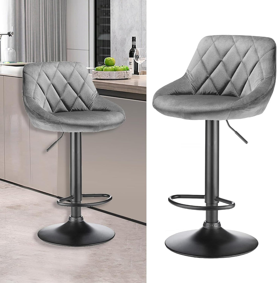 XUANYU 10er-Set Barhocker aus Samt Höhenverstellbare 63-83 cm Barstühle 360° Drehstuhl Küchenstühle