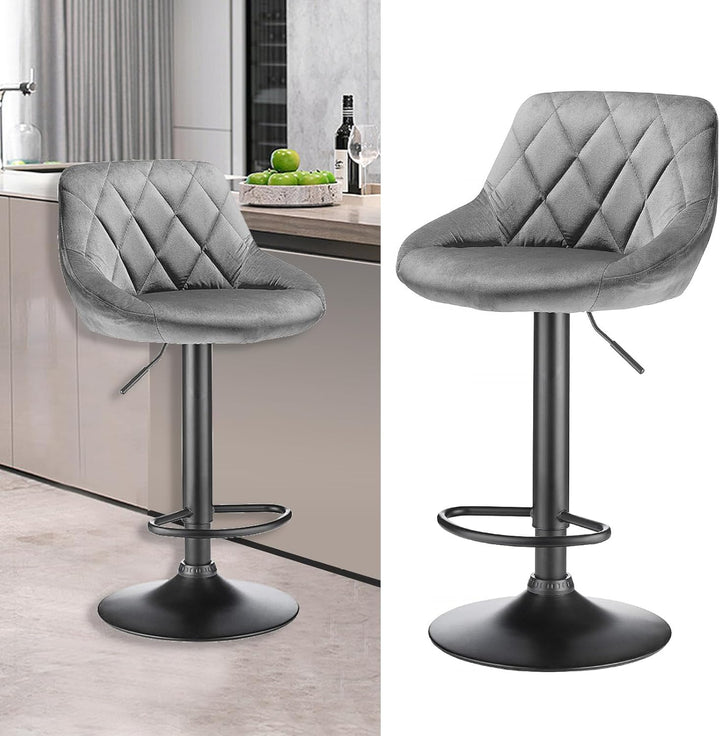 XUANYU 10er-Set Barhocker aus Samt Höhenverstellbare 63-83 cm Barstühle 360° Drehstuhl Küchenstühle
