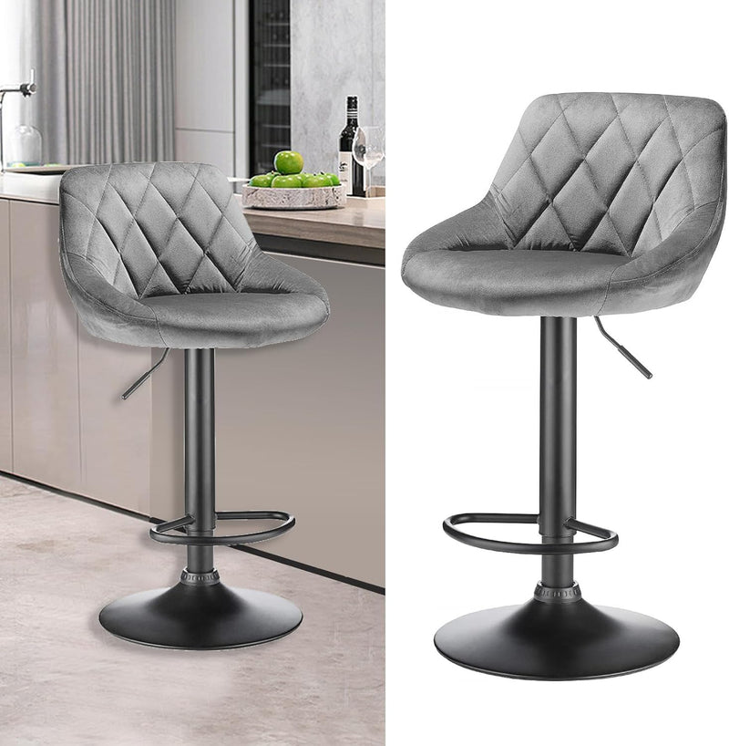 XUANYU 10er-Set Barhocker aus Samt Höhenverstellbare 63-83 cm Barstühle 360° Drehstuhl Küchenstühle