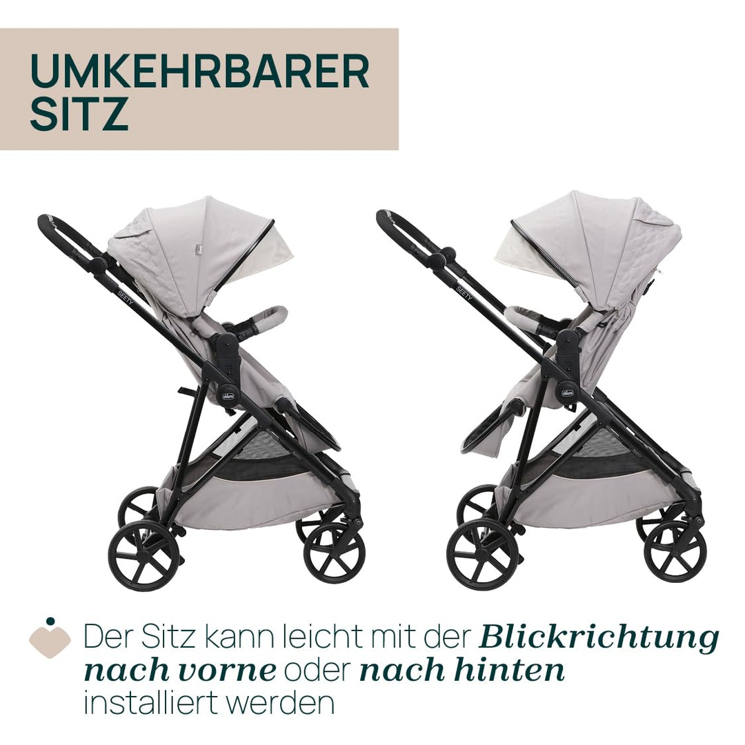 Chicco Kinderwagen Seety, Leicht und kompakt, von 0 Monaten bis 4 Jahren, bis 22 kg, faltbar, verste