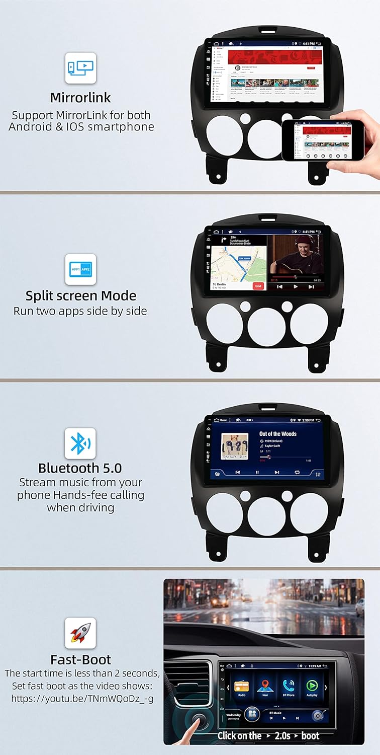 JOYX Android 12 Autoradio Passt für Mazda 2 (2007-2012) - [4G+64G] - Eingebaut DSP/Carplay/Android A