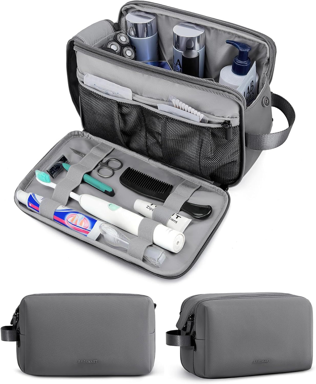 BAGSMART Kulturtasche für Herren,Travel Toiletry Organizer Dopp Kit Wasserabweisende Rasiertasche fü