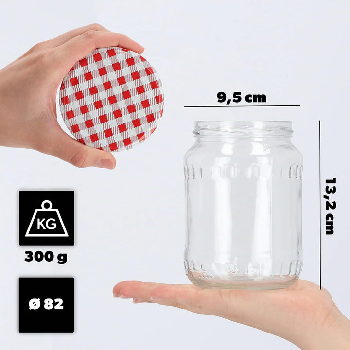 KADAX 24er Set Einmachgläser 720ml TO82 Rot kariert, Grosse Sturzgläser mit Schraubdeckel, Einkochgl