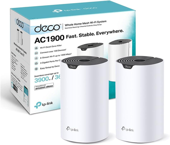 TP-Link Deco S1900 Mesh WLAN Set (2er Pack), AC1900 Dual Band Router & Repeater, 3X Gigabit Ports fü