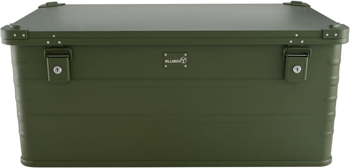 ALUBOX Alukiste abschliessbar E141G OLIVGRÜN - Premium Lagerbox 141 Liter - Materialstärke 1mm - Dec