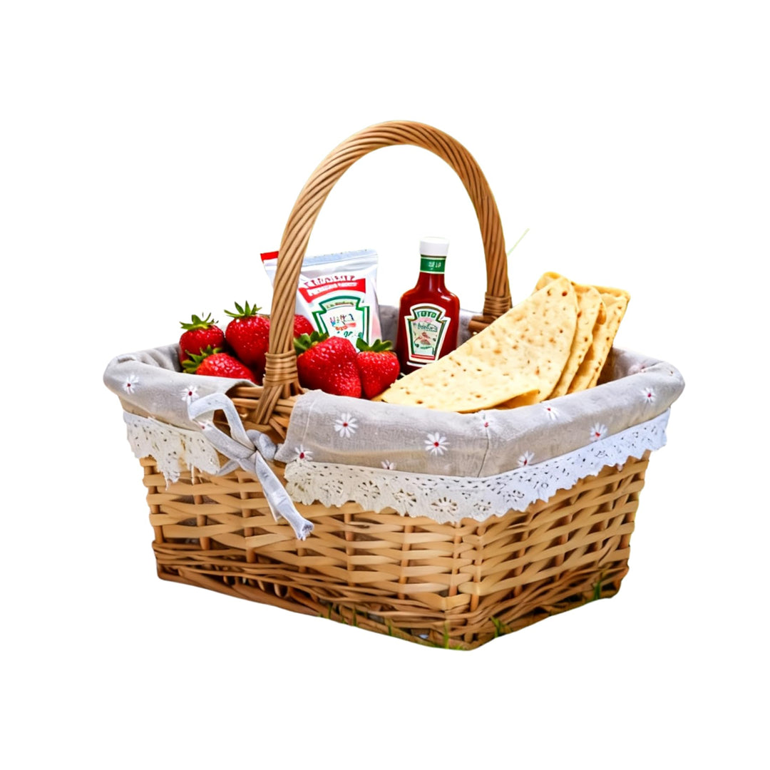 Cocoarm Picknickkorb aus Korbgeflecht, Handgewebt, Vintage-Stil, Abnehmbares Innenfutter, Mehrzweck-