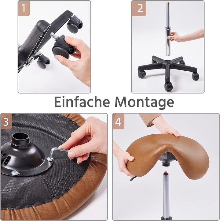 Yaheetech Bürohocker Sattelhocker Rollhocker Drehhocker Praxishocker Arbeitshocker mit höhenverstell