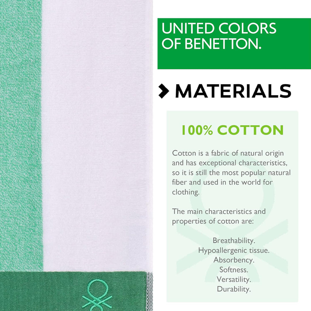 United Colours of Benefitton Strandtuch, 90 x 160 cm, 450 g/m², Frottee, 100% Baumwolle, Grün + Gelb