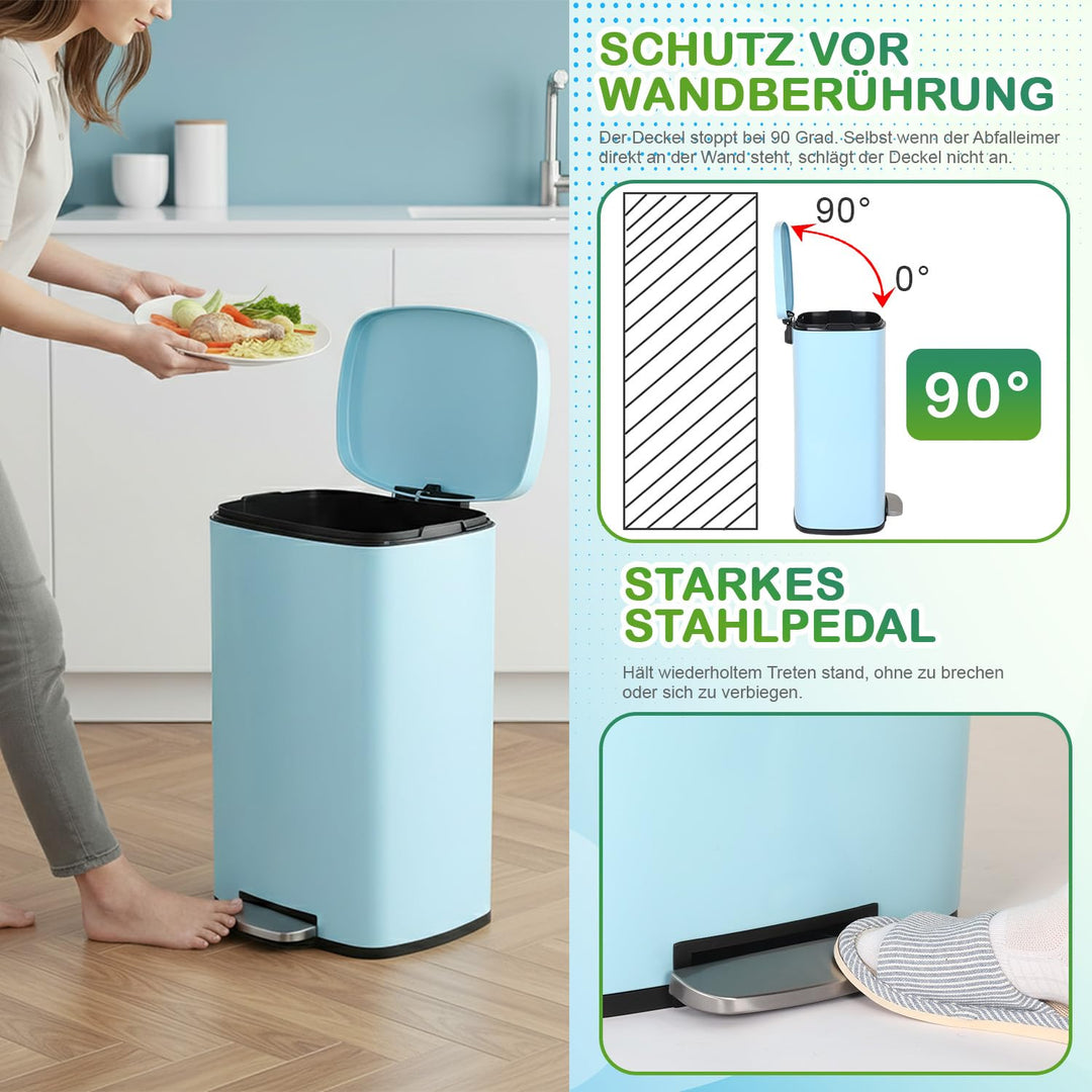 BestOffice 50 L Mülleimer Küche Mülleimer mit Deckel für Büro Schlafzimmer Badezimmer Schritt Müllei