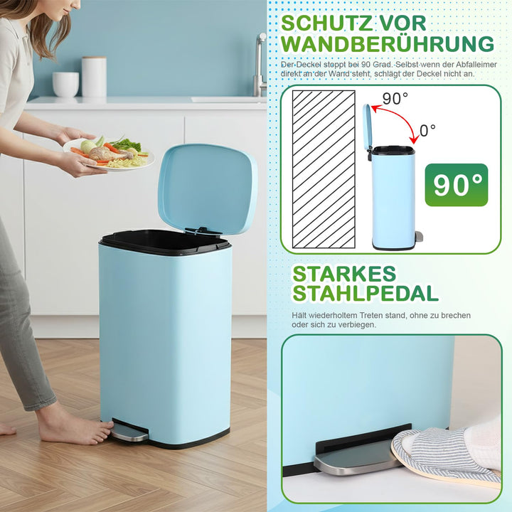 BestOffice 50 L Mülleimer Küche Mülleimer mit Deckel für Büro Schlafzimmer Badezimmer Schritt Müllei