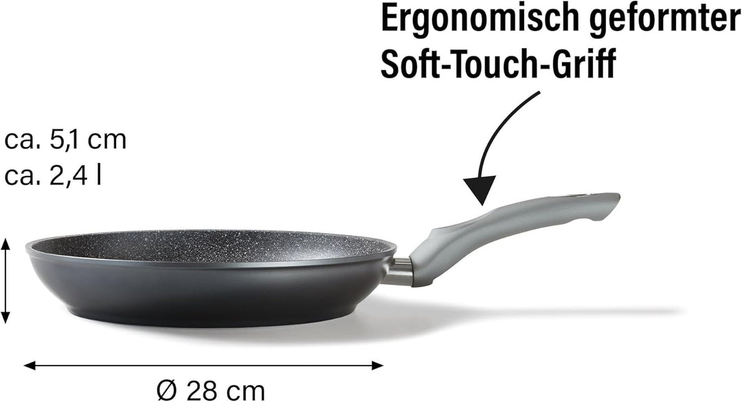 STONELINE Gourmundo Made in Germany Bratpfanne 28 cm, antihaft beschichtete Pfanne mit echten Steinp