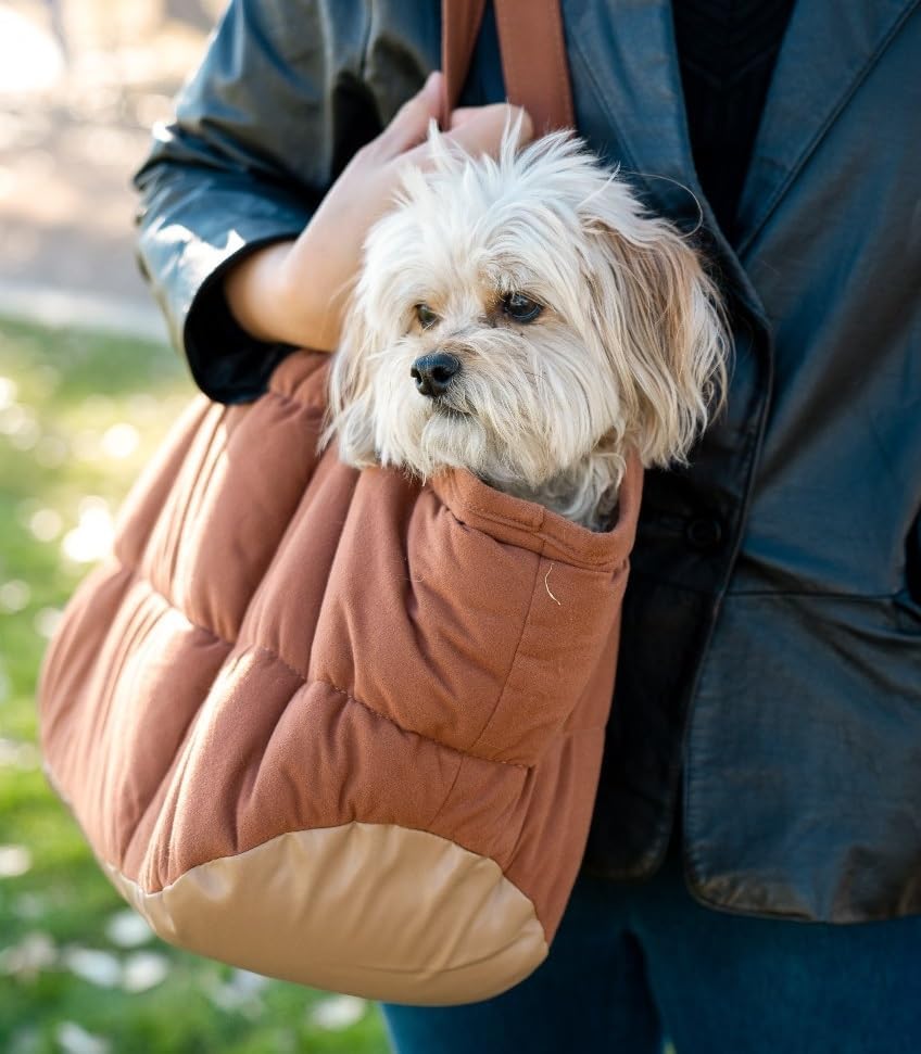 Gemütliche Plüsch-Hunde-Geldbörse für kleine Hunde – Hundetragetasche mit sicherem Geschirr-Clip, Hu
