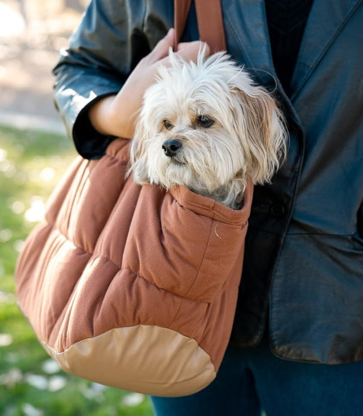 Gemütliche Plüsch-Hunde-Geldbörse für kleine Hunde – Hundetragetasche mit sicherem Geschirr-Clip, Hu
