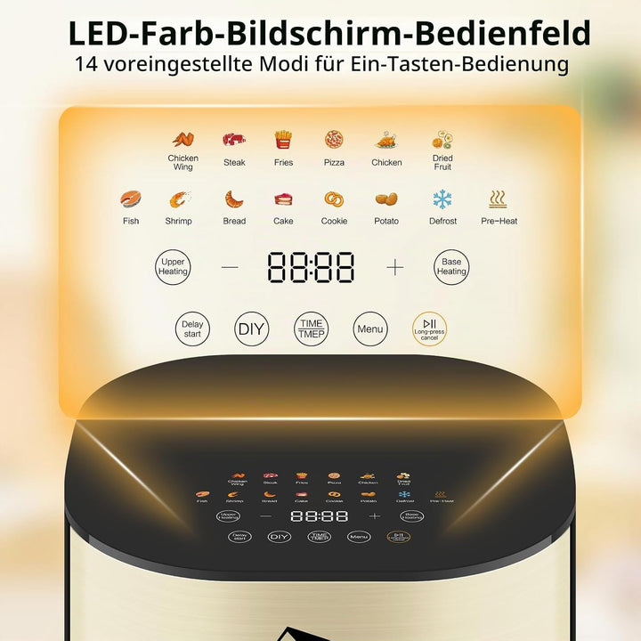Uten Dual Blaze Heissluftfritteuse 5,5L mit Sichtfenster Innenbeleuchtung 2 Heizquellen einzeln steu