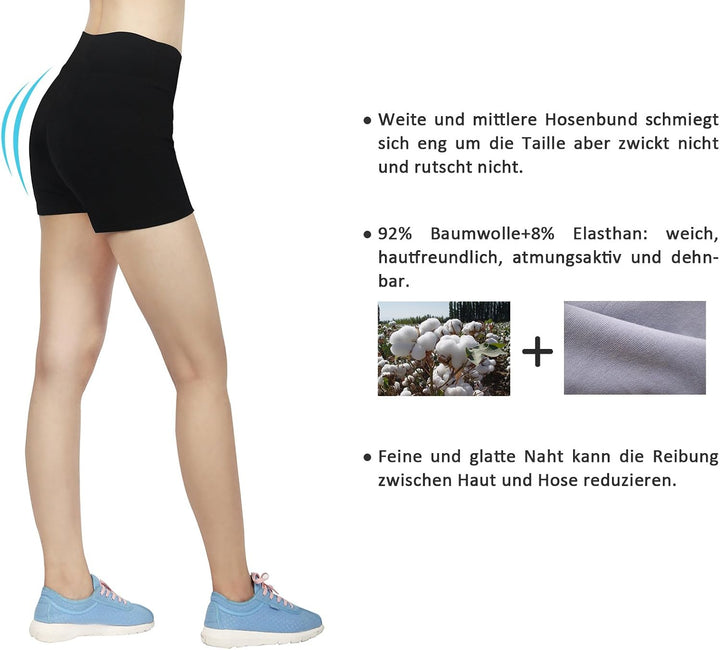 iLoveSIA® Damen-Shorts, ohne Nähte, Shorty, Gummizug, Mehrzweck 2pcs Pack(schwarz+weiss) M, 2pcs Pac